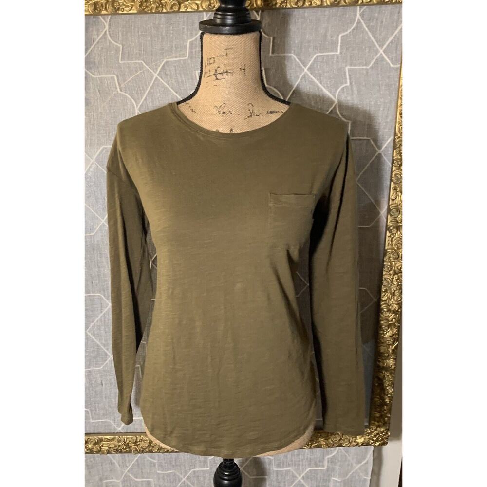 MICHAEL Kors Women's Jersey Knit Top Brown Stretc Long Sleeve Sz S EUC silver